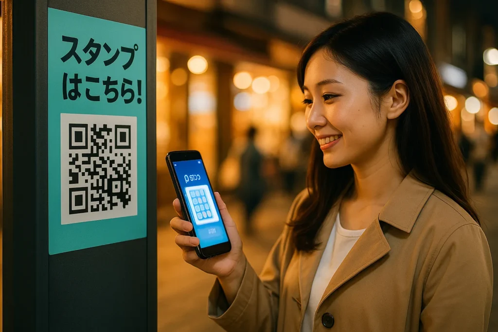 QRコードを使ったスタンプ取得は、最も手軽で直感的な方法として、デジタルスタンプラリーの主流となっています。
