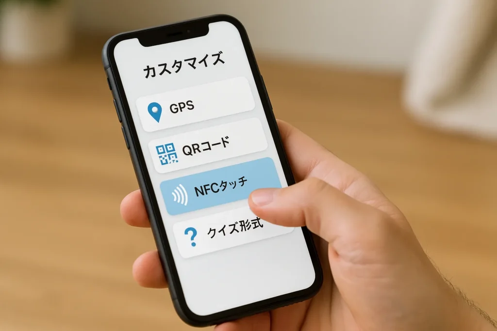 機能の柔軟性と豊富さ:GPS・QR・キーワード・NFC対応やカスタマイズ