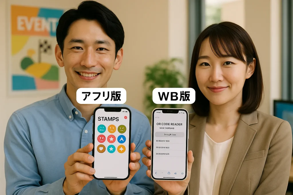 デジタルスタンプラリーを運営する際、アプリ版とWEB版のどちらを採用するかは、イベントの性質や参加者層に応じて慎重に選ぶ必要があります。