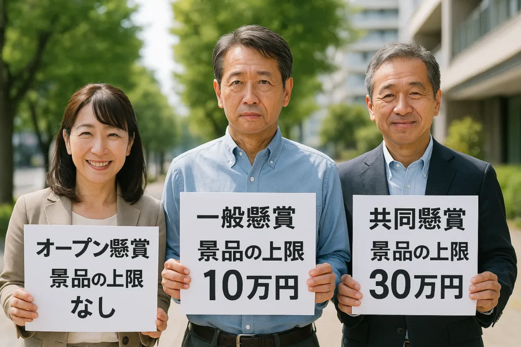 「景品表示法」では、景品の金額に明確な上限が定められているケースもあり、知らずに違反してしまうと主催者が行政処分の対象となる可能性もあります。