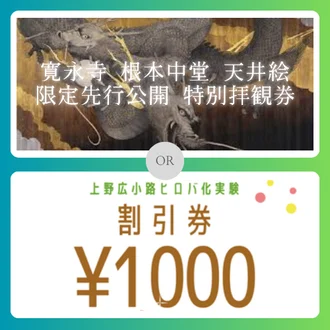 ≪スタンプ4個≫先着順30組・寛永寺 天井絵限定先行公開​ 特別拝観ペアチケットもしくは社会実験会場