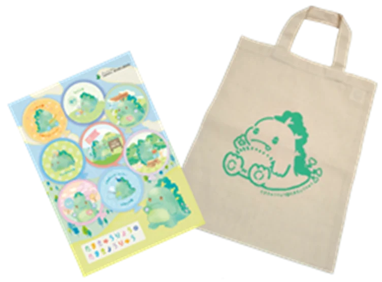 スタンプ７個！　”たまきょうりゅう”オリジナルイラスト A4クリアファイル＆コットンバック